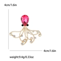 Squisita spilla a polpo dorata con pietra rosa a forma di pera e strass colorati - Forma di Polpo (Rosso-4163) / Rosso