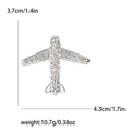 Silver airplane brooch with rhinestones measuring 4.3x3.7cm for suit decoration - Silver