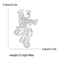 Silberne Phönix Brosche mit Zirkonia Kristallen, Maße 5,4 cm hoch und 4,4 cm breit - Silber