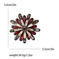 Sunflower brooch with burgundy and grey rhinestones on a polished alloy base - Purple