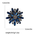 Sunflower rhinestone brooch with blue and grey crystals, 5.2cm diameter floral pin - Blue