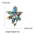 Vintage gold flower brooch with colorful rhinestones and 7.3cm height measurement - Green (MM-BR-1483-GN)