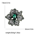 Broche fleur ajourée vintage avec pierre émeraude et strass multicolores - Vert-4098