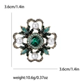 Spilla fiore barocca vintage con cristalli verdi e perle bianche per abiti da donna - Verde