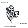 Blue and black rhinestone butterfly brooch with dimensions 6.4cm height and 4.7cm width - Blue
