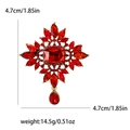 Lussuosa spilla in cristallo rosso rubino con finitura dorata e pendente, 4,7 cm - Rosso