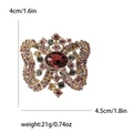 Vintage butterfly brooch with red oval crystal and colorful rhinestones in alloy - Brown