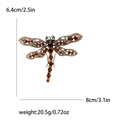 Vintage gold dragonfly brooch with amber rhinestones and 8x6.4cm size details - Brown