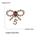Spilla a fiocco alla moda con strass e ciondolo numero 5 per accessori donna - Viola