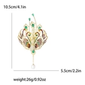 Broche de pavo real 10,5x5,5cm con esmalte de colores y detalle de perla colgante - Verde (8509-GN)