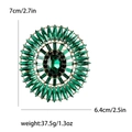 Lussuosa spilla a girasole dorata con cristalli verde smeraldo e grande pietra ovale - Verde