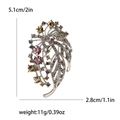 Broche fleur vintage argentée avec cristaux marron et violets pour femmes - Doré