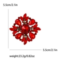 Elegant red crystal flower brooch with gold alloy base and sparkling rhinestones - Red