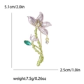 Detail showing dimensions of purple enamel lotus flower brooch with crystals - Purple