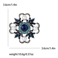 Spilla fiore barocca con cristallo blu, perle bianche e base in metallo argento - Blu