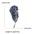 Eleganter dunkelblauer Feder-Brosche mit Zirkonia-Kristallen in Silberoptik - Blau