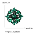 Elegant emerald crystal flower brooch with vintage black metal finish for women dresses - Green