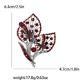 Vintage silver calla lily brooch with red rhinestones and hollow petals, 6.4cm height - Red