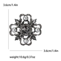 Spilla barocca vintage con cristalli grigi e perle, dimensioni 3,6 cm x 3,6 cm, elegante - Grigio