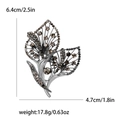 Silver flower brooch with brown crystals and size details 6.4cm by 4.7cm - Gray