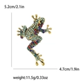 Detailed size chart of a vintage frog brooch with dimensions 5.2cm height and 4.7cm width - Colorful