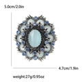Broche barroco vintage con piedra ojo de gato y cristales azules en aleación plata - Azul Lago