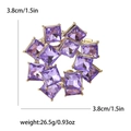 Spilla rotonda vintage a doppio strato con cristalli viola e finitura dorata, 3,8 cm - Viola