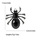 Broche de araña vintage de aleación plateada con diamantes de imitación negros - Negro