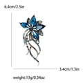 Elegante spilla a fiore con strass blu e nappe, dimensioni di 6,4 x 3,4 cm - Blu Multicolore