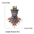 Regal leopard brooch with purple rhinestones and pearls on golden base for apparel - Pink