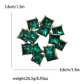 Spilla rotonda retrò con strass verdi quadrati e montatura dorata, 3,8x3,8 cm - Verde