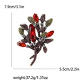 Broche de flor de cristal vintage con pedrería roja y púrpura, mide 7,9cm por 5,5cm - Rojo