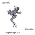Fashion frog brooch with purple and blue crystals in silver alloy base with dimensions - Dark Blue