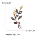 Vintage alloy branch brooch with colorful crystals and rhinestones, 6.0cm height size info - Purple (4357-PU)