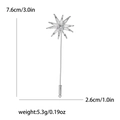 Detailed dimensions of silver eight-point star pin showing 7.6cm length and 2.6cm width - Silver