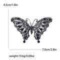 Vintage Hohl-Schmetterlingsbrosche mit blauen Strasssteinen und Kristallen, 7,0cm - Blau