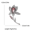 Elegant lily flower brooch with pink crystals and cubic zirconia set in silver metal - Purple