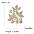 Eleganter Blatt-Brosche mit Mikro-Zirkonia und Perlen, Größe 4,2cm x 3,0cm für Damen - Gold