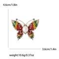 Prachtige vlinderbroche met kleurrijke emaille vleugels, imitatie diamanten en witte parel - Rood