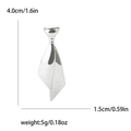 Detailed size specifications for a silver tie-shaped alloy brooch with 4cm height dimension - Silver