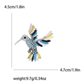 Guida alle dimensioni della spilla a colibrì con strass con misure di altezza e peso - Blu 4460-BL