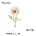 Detailliertes Diagramm mit 4,7 cm Höhe und 3,0 cm Breite der Sonnenblumen-Brosche - Gänseblümchen Stil (4462-WH) / Weiß