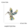 Spilla colibrì alla moda in lega con ali colorate e strass, misura 4,7x4,5 cm - Verde 4460-GN