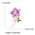 Spilla fiore elegante in smalto rosa con perla bianca e foglia dorata per completi - Viola