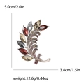 Elegant leaf brooch with multicolor marquise rhinestones and silver alloy base - Purple