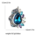 Detail showing dimensions of rhinestone brooch with pear-shaped blue stone and colorful gems - Peacock Blue Multi-color