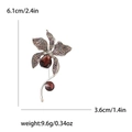Spilla floreale con strass elegante e gemma a goccia rossa, misure 6,1cm x 3,6cm - Viola