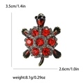 Vintage Schildkröten-Brosche aus Legierung mit roten Strasssteinen und Emaille-Finish - Rot
