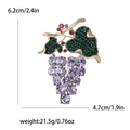 Detailed view of grape brooch showing 6.2x4.7cm dimensions and 21.5g weight specification - Violet
