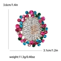 Detail view of sunflower brooch showing 3.6cm x 3.1cm size and colorful crystal inlay - Colorful